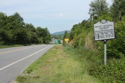 Mount Mitchell Railroad Marker, looking west along Old U.S. 70 image. Click for full size.