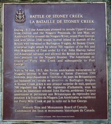 Battle of Stoney Creek Marker image. Click for full size.