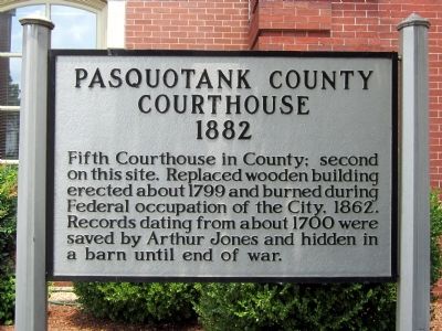 Pasquotank County Courthouse 1882 Marker. Click for full size. Pasquotank County Courthouse 1882 Marker image. Click for full size.