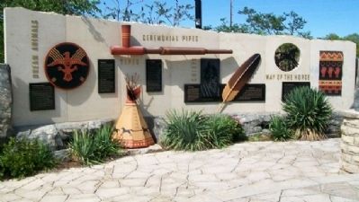 Keeper of the Plains Plaza Markers. Click for full size. Keeper of the Plains Plaza Markers image. Click for full size.