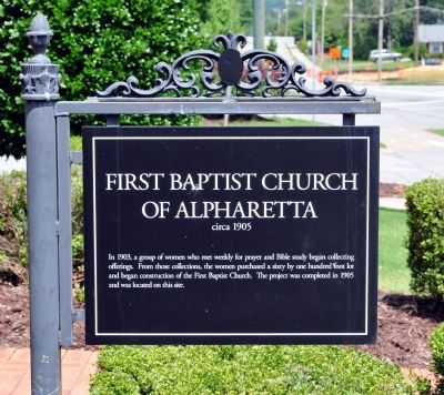 First Baptist Church of Alpharetta Marker. Click for full size. First Baptist Church of Alpharetta Marker image. Click for full size.