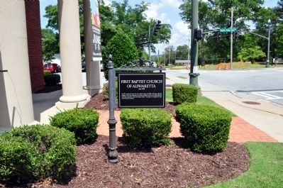 First Baptist Church of Alpharetta Marker. Click for full size. First Baptist Church of Alpharetta Marker image. Click for full size.