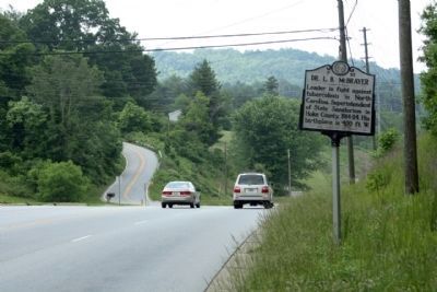 Dr. L.B. McBrayer Marker, looking northwest along Brevard Road NC Route191 image. Click for full size.