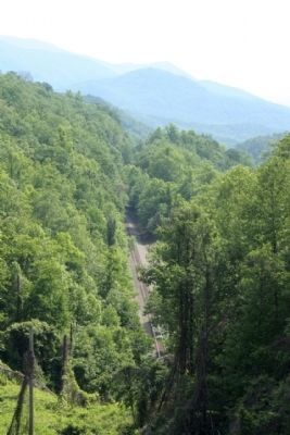Track view from atop Swannanoa Tunnel , seen today image. Click for full size.