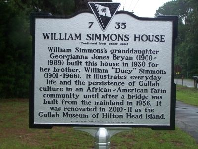 William Simmons House Marker, reverse side image. Click for full size.