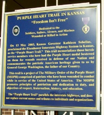 Purple Heart Trail in Kansas Marker image. Click for full size.