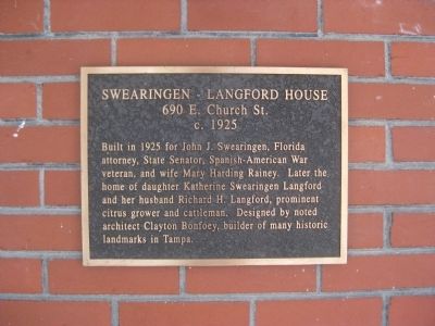 Swearingen - Langford House Marker image. Click for full size.