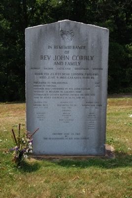 Rev John Corbley Family Monument image. Click for full size.