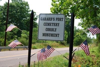 Garard's Fort Cemetery and Corbly Monument sign image. Click for full size.