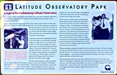 Night at the Gaithersburg Latitude Observatory Marker. Click for full size. Night at the Gaithersburg Latitude Observatory Marker image. Click for full size.
