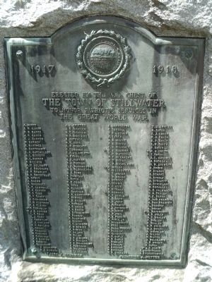 Stillwater World War I Memorial Marker. Click for full size. Stillwater World War I Memorial Marker image. Click for full size.