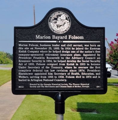 Marion Bayard Folsom Marker image. Click for full size.