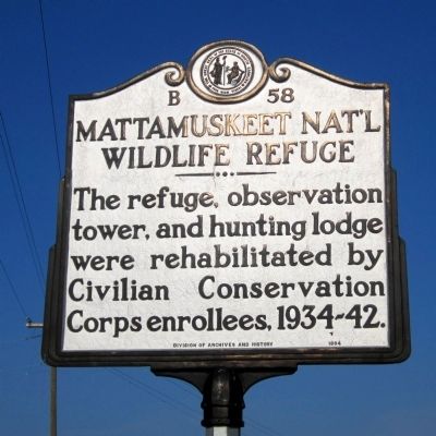 Mattamuskeet Nat'l Wildlife Refuge Marker image. Click for full size.