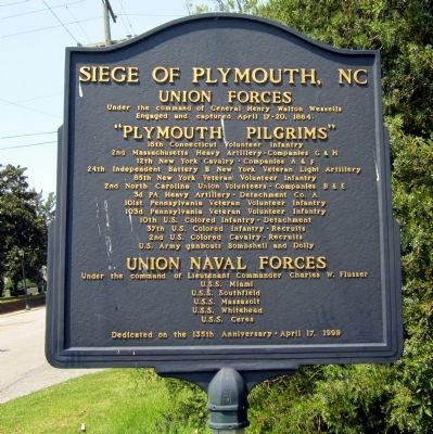 Siege of Plymouth, NC Marker image. Click for full size.