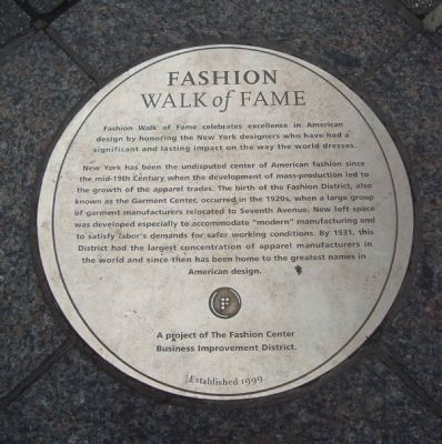 Fashion Walk of Fame Marker image. Click for full size.