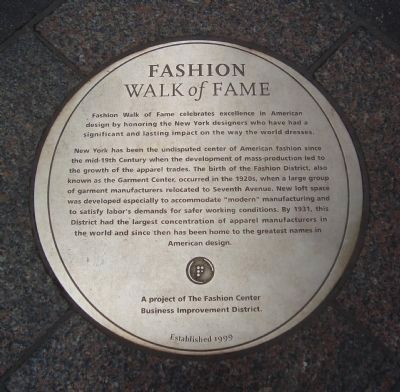 A Duplicate Fashion Walk of Fame Marker image. Click for full size.