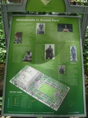 Monuments in Bryant Park Marker image. Click for full size.