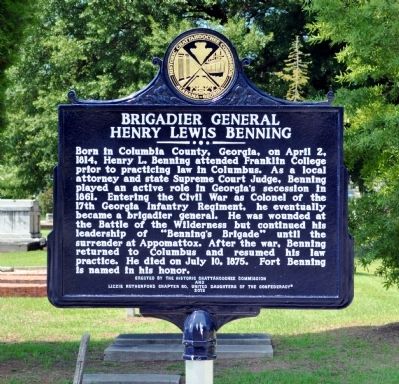 Brigadier General Henry Lewis Benning Marker image. Click for full size.