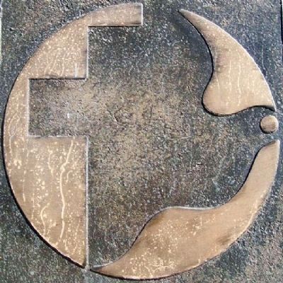 Mennonite Symbol on Centennial Memorial Marker. Click for full size. Mennonite Symbol on Centennial Memorial Marker image. Click for full size.