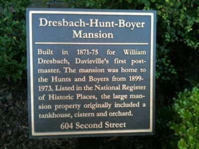 Dresbach-Hunt-Boyer Mansion Marker image. Click for full size.