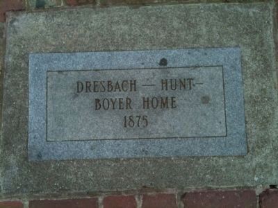 Dresbach-Hunt-Boyer Mansion Marble Marker on Sidewalk image. Click for full size.