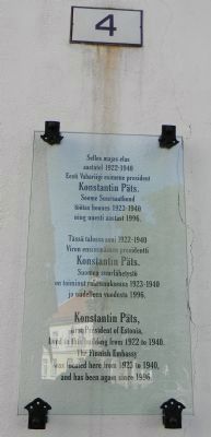 Residence of Konstantin Päts Marker. Click for full size. Residence of Konstantin Päts Marker image. Click for full size.