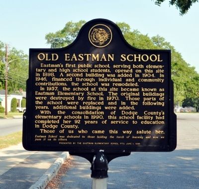Old Eastman School Marker. Click for full size. Old Eastman School Marker image. Click for full size.