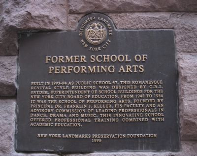 Former School of Performing Arts Marker image. Click for full size.