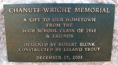Chanute - Wright Memorial Marker image. Click for full size.