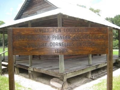 Park sign for English log cabin. Click for full size. Park sign for English log cabin image. Click for full size.