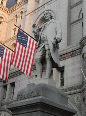 Benjamin Franklin: statue by sculptor Jacques Jouvenal, 1899. Click for full size. Benjamin Franklin: statue by sculptor Jacques Jouvenal, 1899 image. Click for full size.