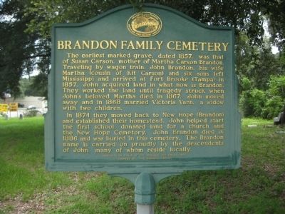 Brandon Family Cemetery Marker image. Click for full size.