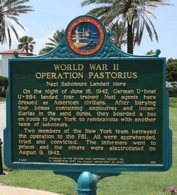 World War II Operation Pastorius Marker image. Click for full size.