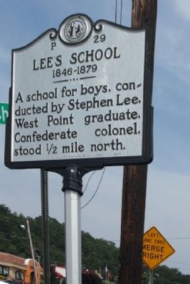 Lee's School Marker. Click for full size. Lee's School Marker image. Click for full size.
