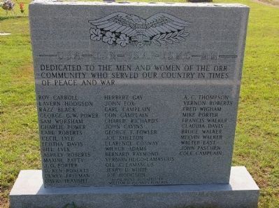 Orr Community Veterans Memorial (front) image. Click for full size.