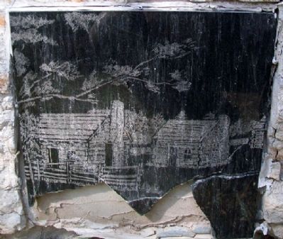Neosho River Log Town Drawing on Marker image. Click for full size.