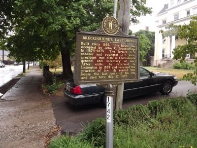 Breckinridge's Last Home Marker. Click for full size. Breckinridge's Last Home Marker image. Click for full size.