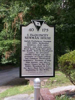 I. DeQuincey Newman House Marker image. Click for full size.