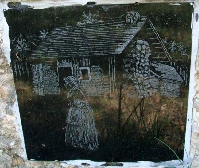 Aunt Polly Crosby's Cabin Site Drawing on Marker image. Click for full size.