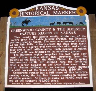 Greenwood County and the Bluestem Pasture Region of Kansas Marker image. Click for full size.