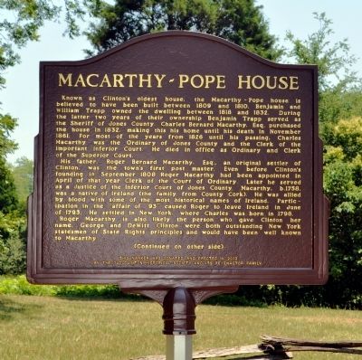 Macarthy~Pope House Marker, Side 1 image. Click for full size.