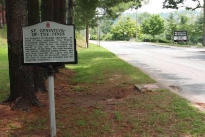 St. Genevieve ~ Of ~ The ~ Pines Marker, looking north along Victoria Road image. Click for full size.