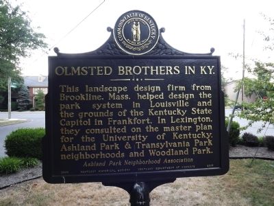 Olmsted Brothers In KY Marker. Click for full size. Olmsted Brothers In KY Marker image. Click for full size.