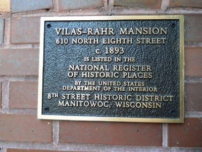 Vilas - Rahr Mansion Marker image. Click for full size.