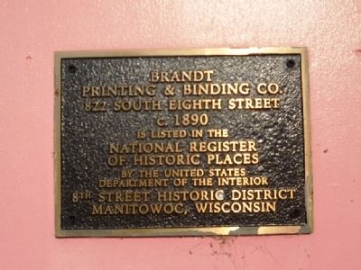 Brandt Printing & Binding Co. Marker. Click for full size. Brandt Printing & Binding Co. Marker image. Click for full size.