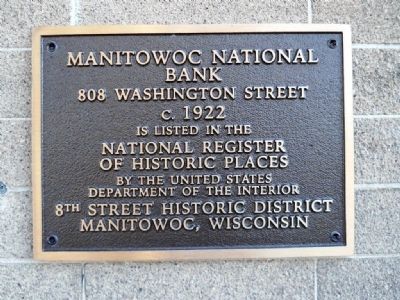 Manitowoc National Bank Marker image. Click for full size.