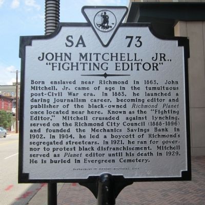 John Mitchell, Jr., "Fighting Editor" Marker. Click for full size. John Mitchell, Jr., "Fighting Editor" Marker image. Click for full size.