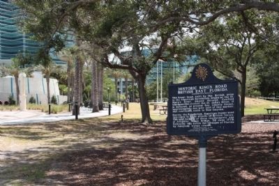 Historic King's Road British East Florida Marker, looking towards San Marco Boulevard. Click for full size. Historic King's Road British East Florida Marker, looking towards San Marco Boulevard image. Click for full size.