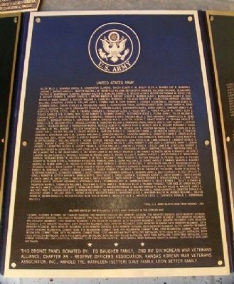 Kansas Korean War Memorial US Army KIA Marker. Click for full size. Kansas Korean War Memorial US Army KIA Marker image. Click for full size.