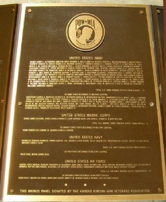 Kansas Korean War Memorial POW-MIA Marker. Click for full size. Kansas Korean War Memorial POW-MIA Marker image. Click for full size.